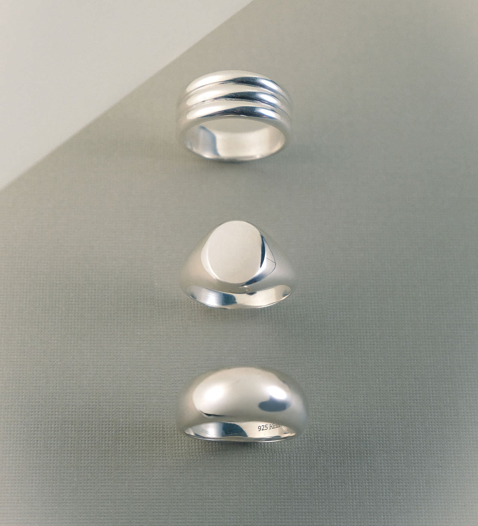 Kinn - Françoise Layered Ellipse Non - Hollow Ring Silver