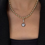 Kinn - Roselle Black Rhodium Round Pendant Diamond Necklace