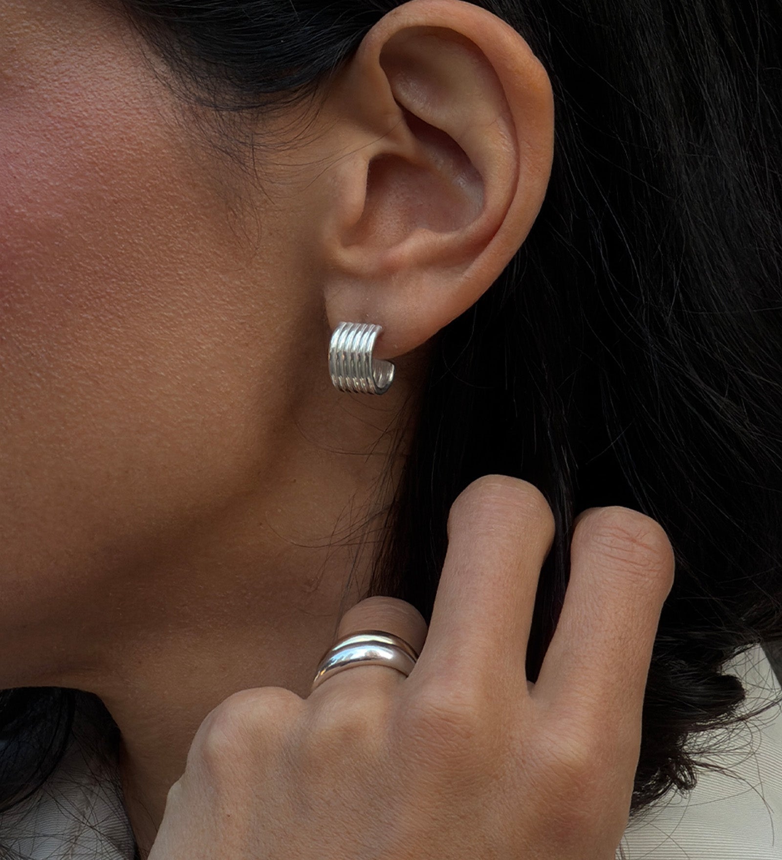 Kinn - Mercer Cuff Hoops Silver
