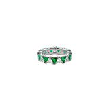 Dorsey - THEODORA DOUBLE TRILLION, LAB WHITE SAPPHIRE AND EMERALD RING, SILVER