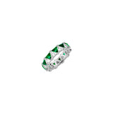 Dorsey - THEODORA DOUBLE TRILLION, LAB WHITE SAPPHIRE AND EMERALD RING, SILVER