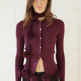 Conner Ives - The Pom Pom Cardigan - Burgundy