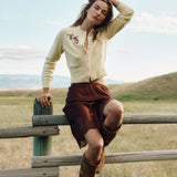 DÔEN - FAIRCHILD CASHMERE CARDIGAN -- BUTTERCUP FLORAL EMBROIDERY