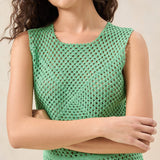 Loeffler Randall - Faye Green Crochet Column Dress