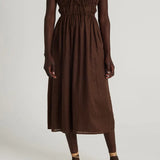 Faithfull - Francesca Midi Dress Plain Chocolate - Final Sale