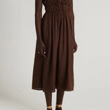 Faithfull - Francesca Midi Dress Plain Chocolate - Final Sale