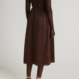 Faithfull - Francesca Midi Dress Plain Chocolate - Final Sale