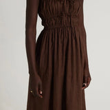 Faithfull - Francesca Midi Dress Plain Chocolate - Final Sale