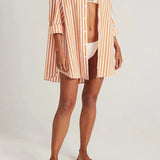 Faithfull - Vega Shirt Dress Martie Stripe Print Tangerine - Final Sale