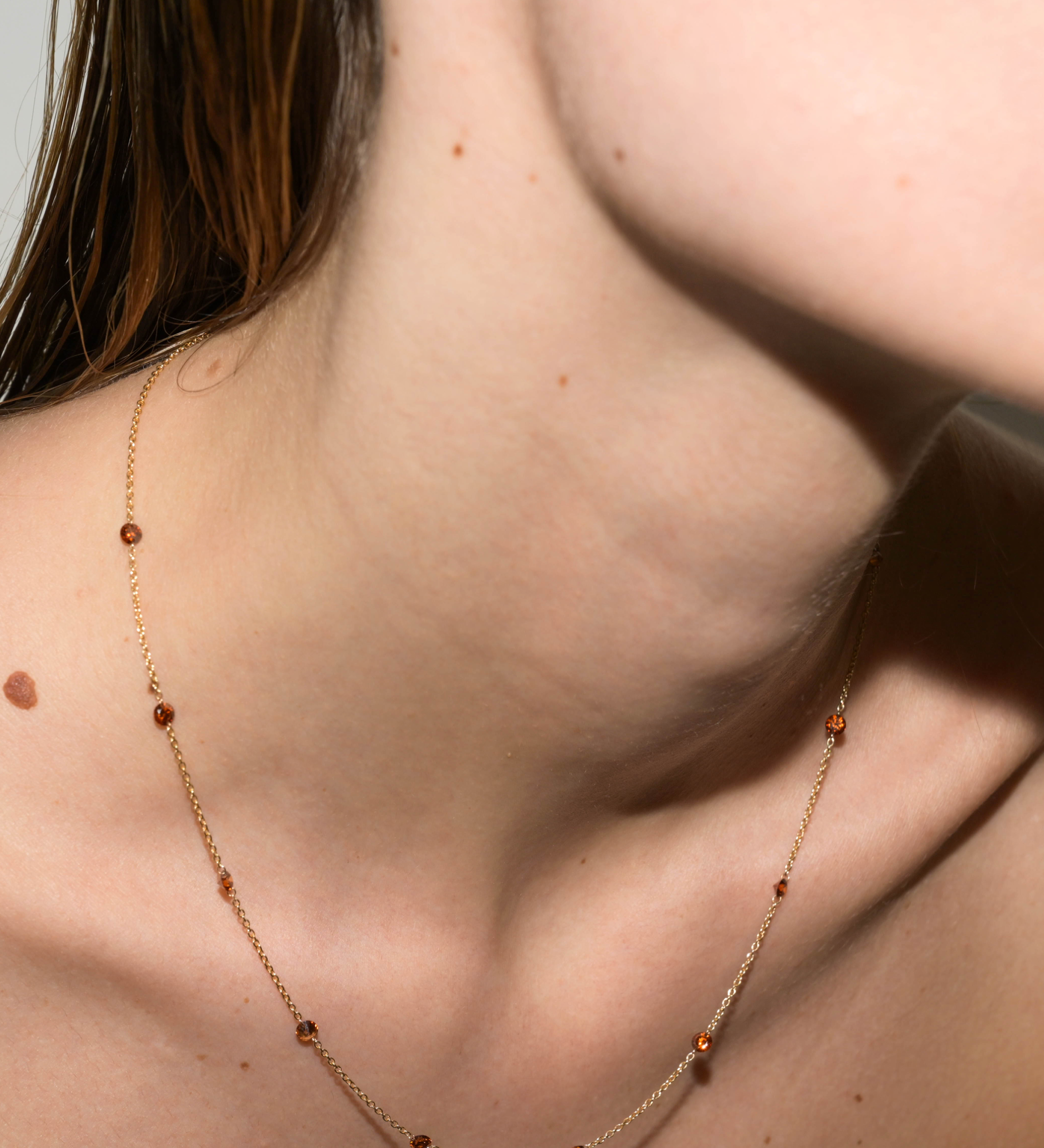Dorsey - 14K ROUND - CUT FLOATING NECKLACE IN COGNAC LAB DIAMOND, 14K YELLOW GOLD