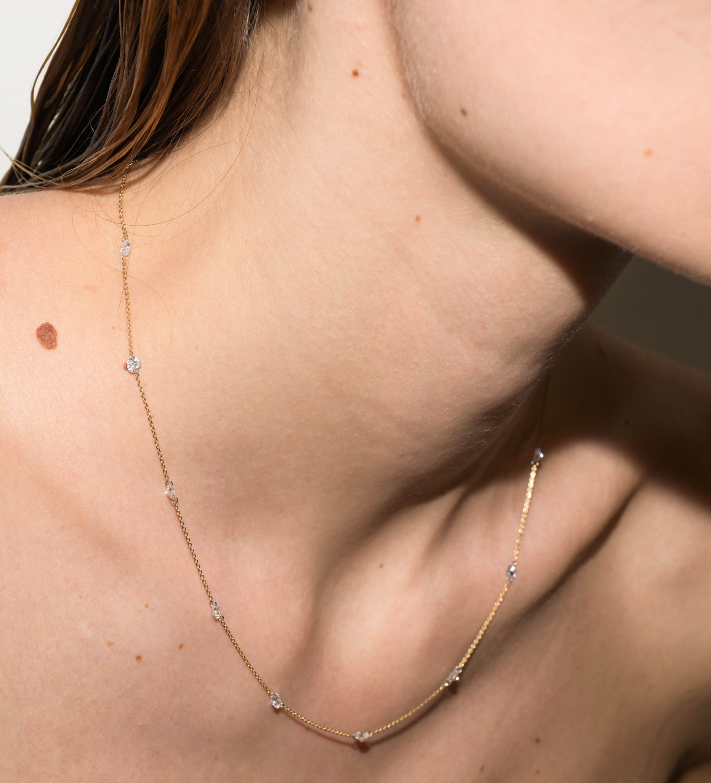 Dorsey - 14K ROUND - CUT FLOATING NECKLACE IN LAB DIAMOND, 14K YELLOW GOLD