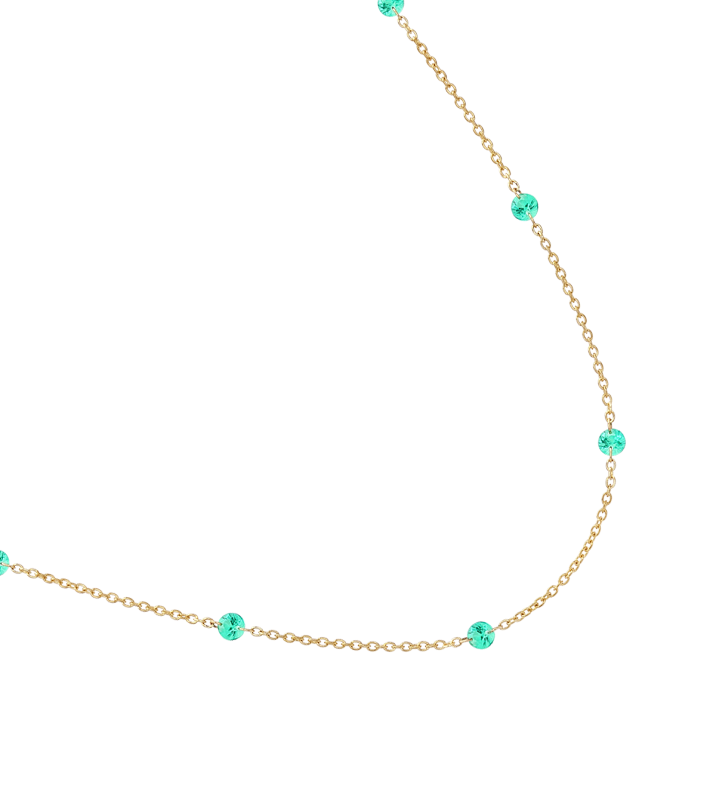 Dorsey - 14K ROUND - CUT FLOATING NECKLACE IN 3.5MM LAB EMERALD, 14K YELLOW GOLD