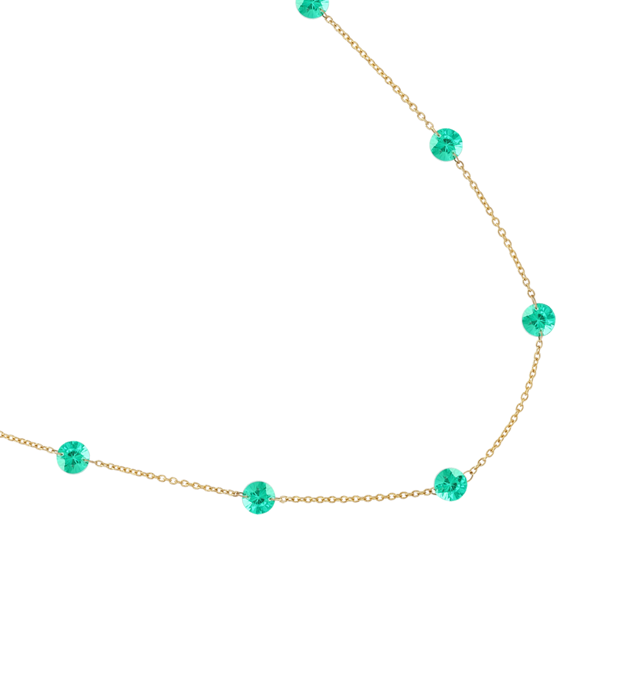 Dorsey - 14K ROUND - CUT FLOATING NECKLACE IN 5MM LAB EMERALD, 14K YELLOW GOLD