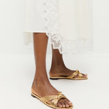 Loeffler Randall - Flossie Champagne Leather Flat Sandal