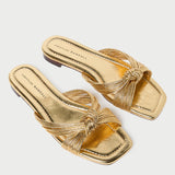 Loeffler Randall - Flossie Champagne Leather Flat Sandal