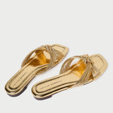 Loeffler Randall - Flossie Champagne Leather Flat Sandal