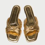 Loeffler Randall - Flossie Champagne Leather Flat Sandal
