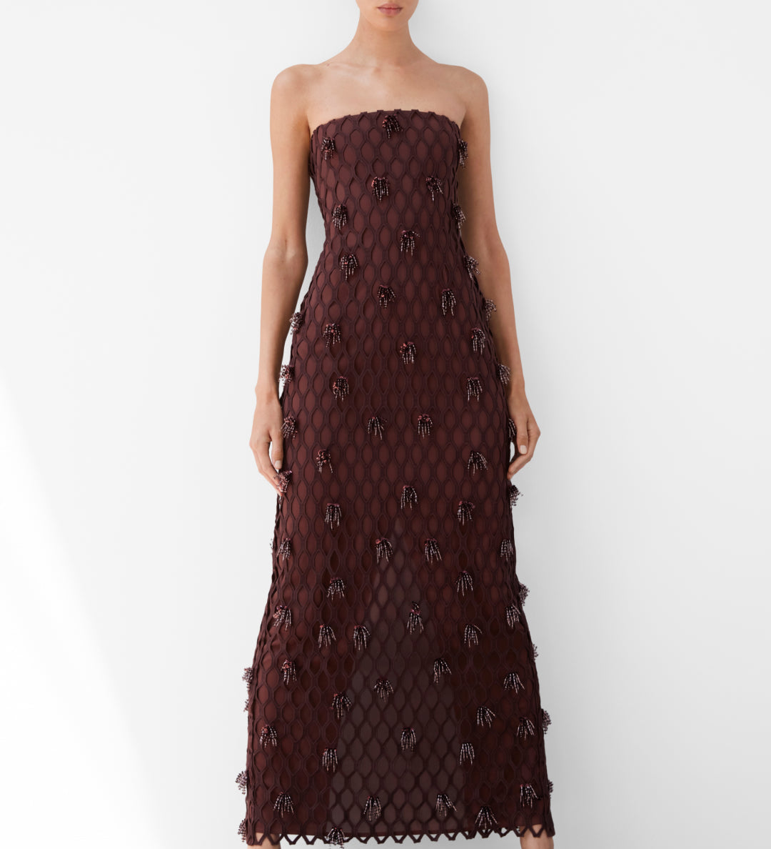 Simkhai - Iridessa Embellished Lattice Bustier Gown