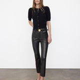 FRAME - Leather Le Crop Mini Boot -- Washed Black