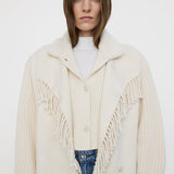 FRAME - Jacquard Fringe Coat -- Stone