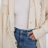 FRAME - Jacquard Fringe Coat -- Stone