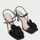 Loeffler Randall - Frank Black Moiré Flower Sandal