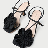 Loeffler Randall - Frank Black Moiré Flower Sandal