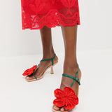 Loeffler Randall - Frank Red/Green Moiré Flower Sandal