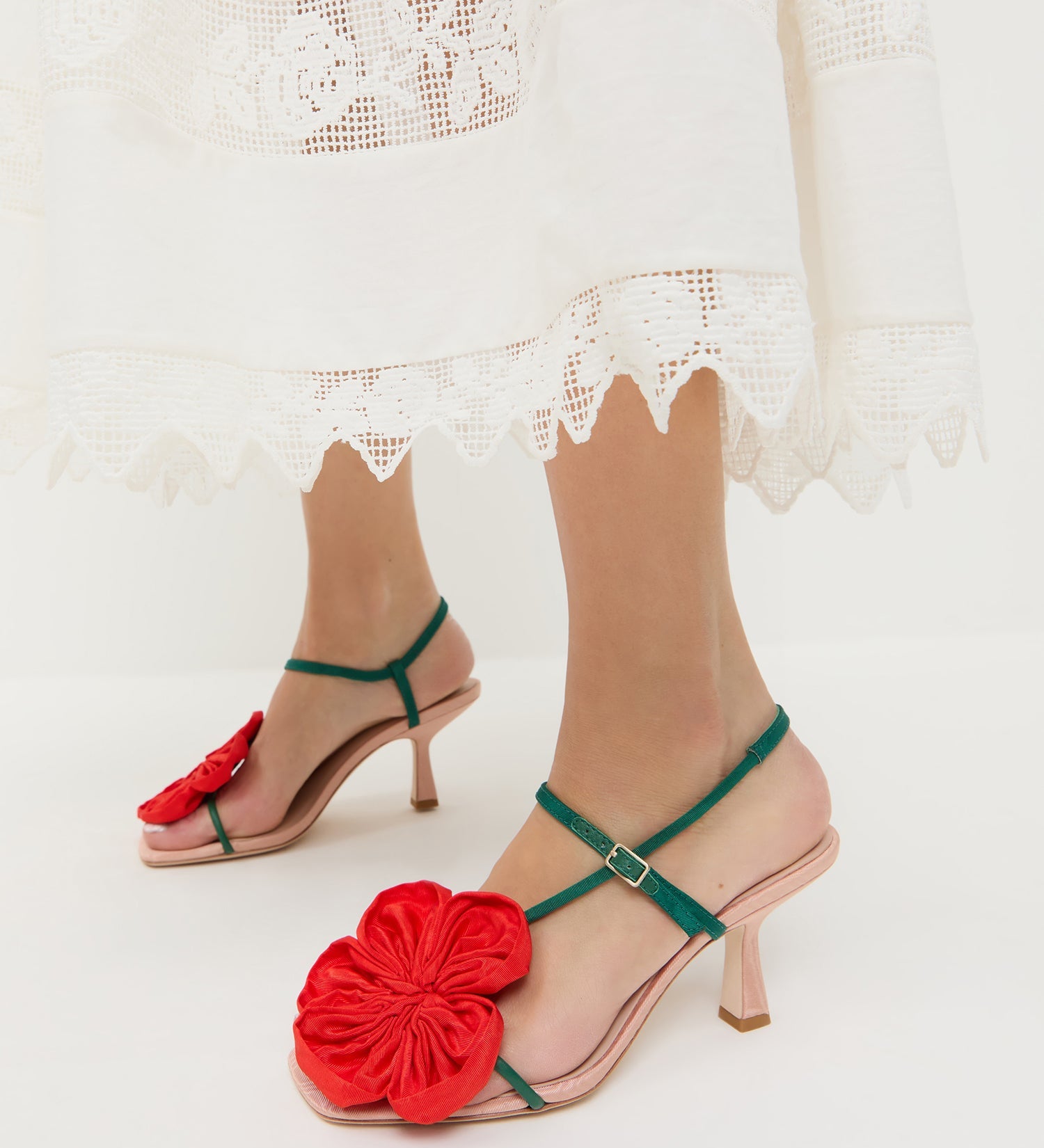 Loeffler Randall - Frank Red/Green Moiré Flower Sandal