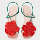 Loeffler Randall - Frank Red/Green Moiré Flower Sandal