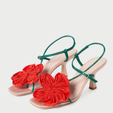 Loeffler Randall - Frank Red/Green Moiré Flower Sandal