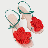 Loeffler Randall - Frank Red/Green Moiré Flower Sandal