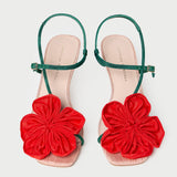 Loeffler Randall - Frank Red/Green Moiré Flower Sandal