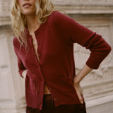 DÔEN - FREYA CASHMERE CARDIGAN -- MALBEC