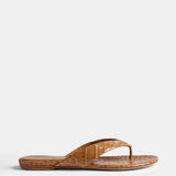 Le Monde Beryl - Flat Thong / Coco Brown Croc Effect Leather