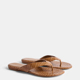 Le Monde Beryl - Flat Thong / Coco Brown Croc Effect Leather