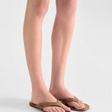 Le Monde Beryl - Flat Thong / Coco Brown Croc Effect Leather