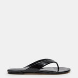 Le Monde Beryl - Flat Thong Sandal / Black Leather Eel Effect