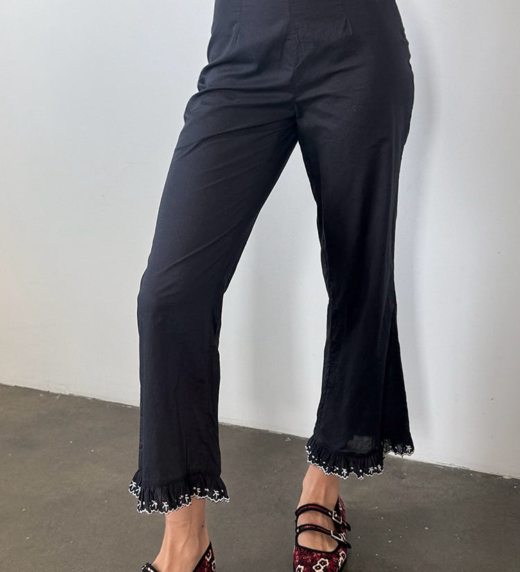 Ciao Lucia - Kaja Black Cotton Voile Pant