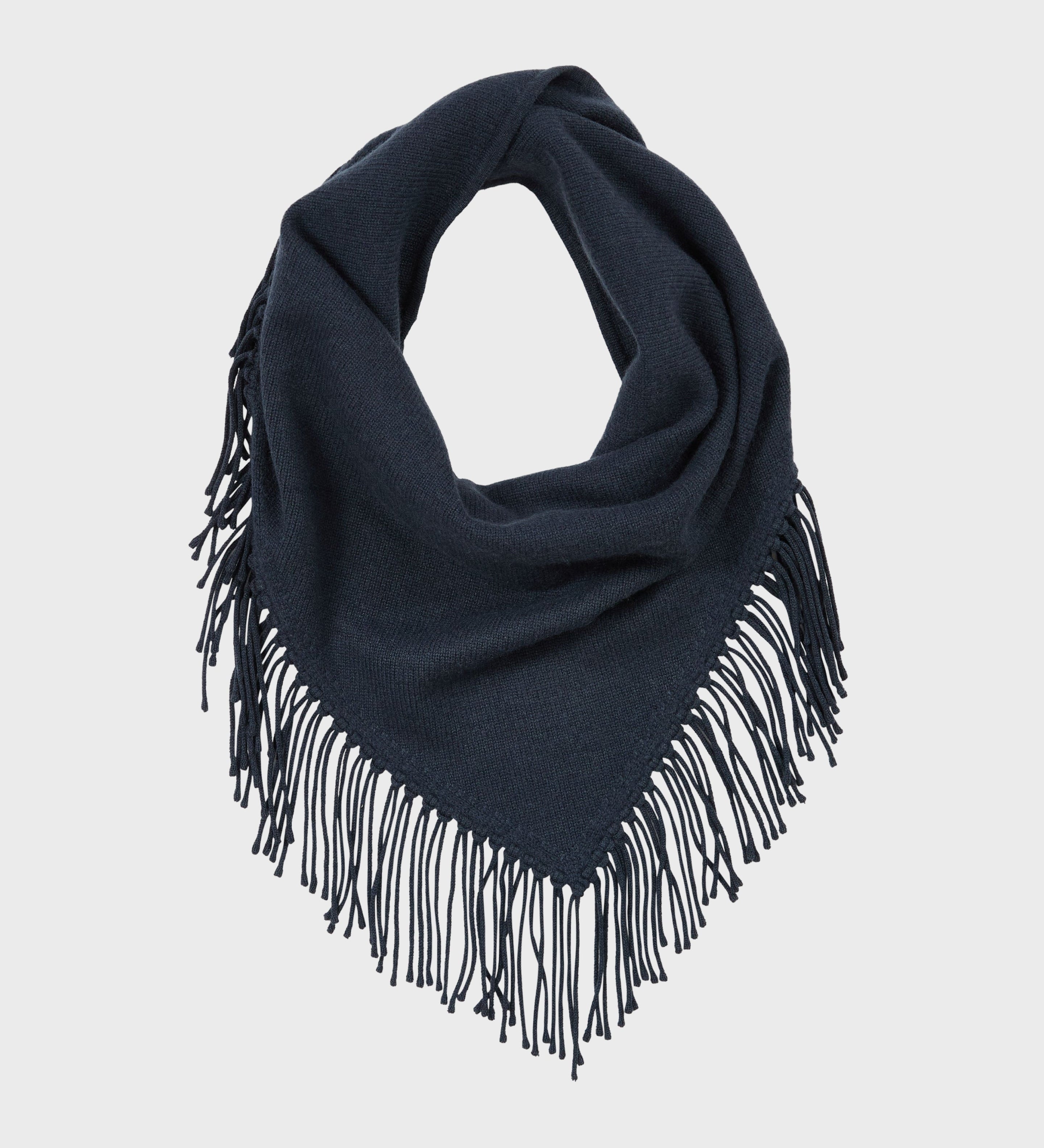 TWP - FRINGE TRIANGLE SCARF - BLUE NIGHTS