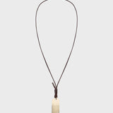 TWP - Metal Stone Mirror Necklace in Leather and Light Antique Gold