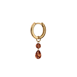 Dorsey - 14K FLOATING ROUND & PEAR HUGGIE EARRING IN COGNAC LAB DIAMOND, 14K YELLOW GOLD