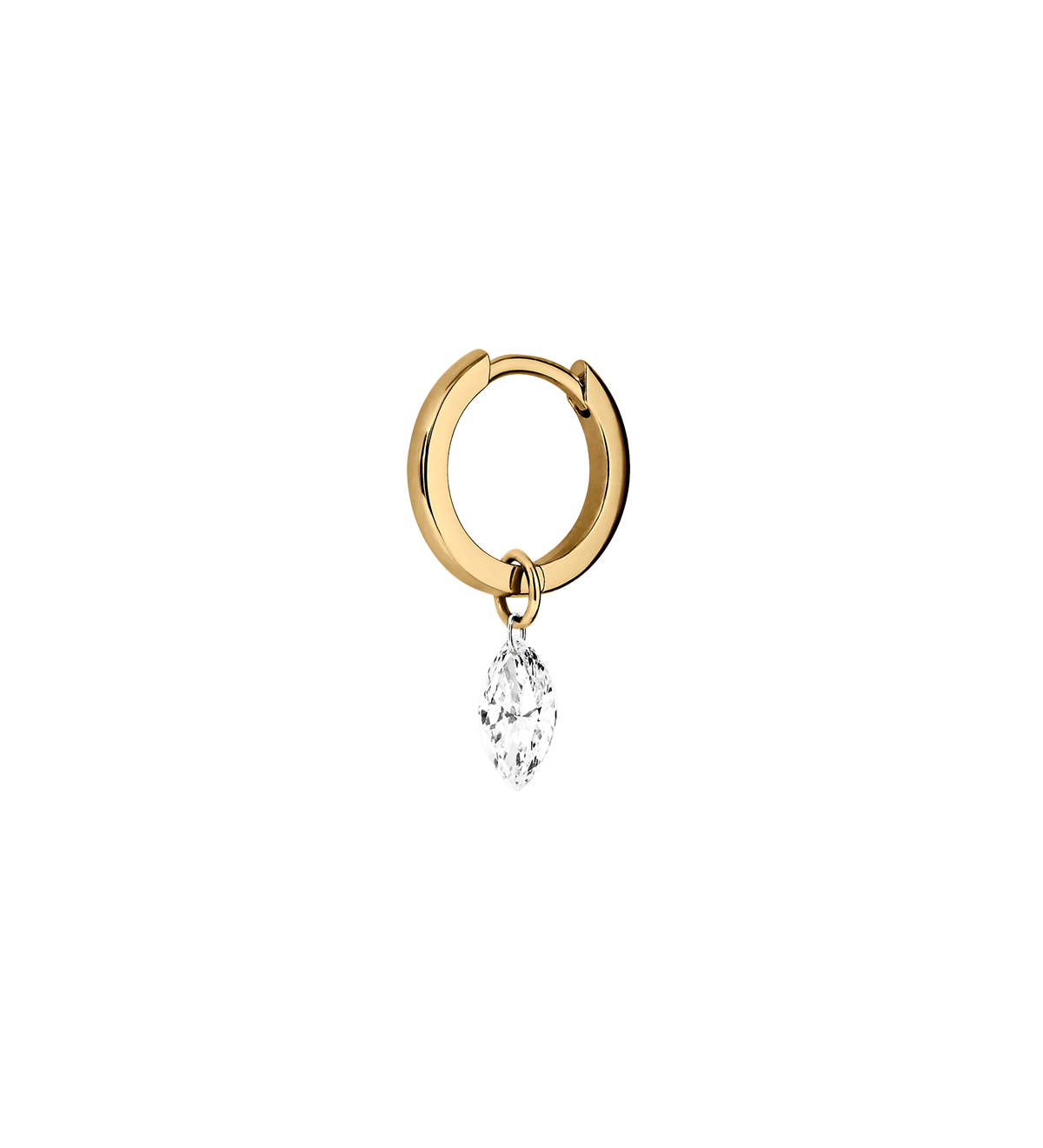 Dorsey - 14K FLOATING MARQUISE HUGGIE EARRING IN LAB DIAMOND, 14K YELLOW GOLD