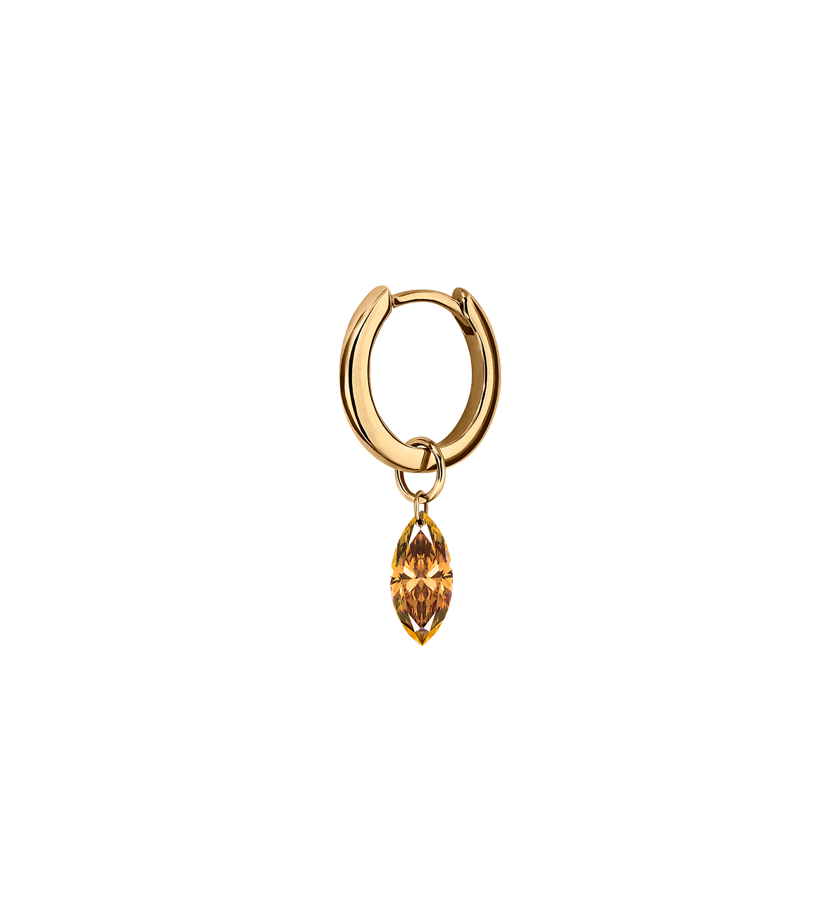 Dorsey - 14K FLOATING MARQUISE HUGGIE EARRING IN AMBER LAB DIAMOND, 14K YELLOW GOLD