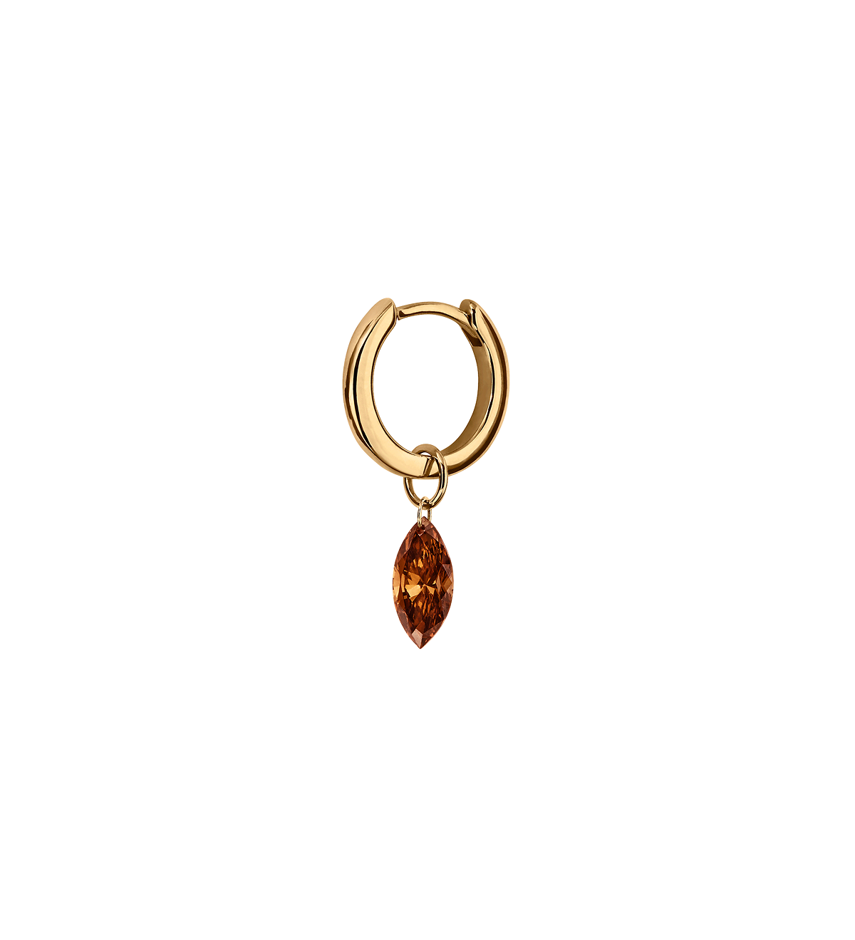 Dorsey - 14K FLOATING MARQUISE HUGGIE EARRING IN COGNAC LAB DIAMOND, 14K YELLOW GOLD