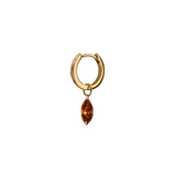 Dorsey - 14K FLOATING MARQUISE HUGGIE EARRING IN COGNAC LAB DIAMOND, 14K YELLOW GOLD