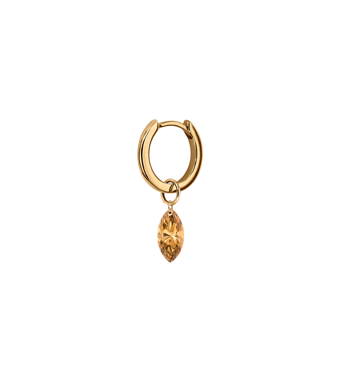 Dorsey - 14K FLOATING MARQUISE HUGGIE EARRING IN CHAMPAGNE LAB DIAMOND, 14K YELLOW GOLD