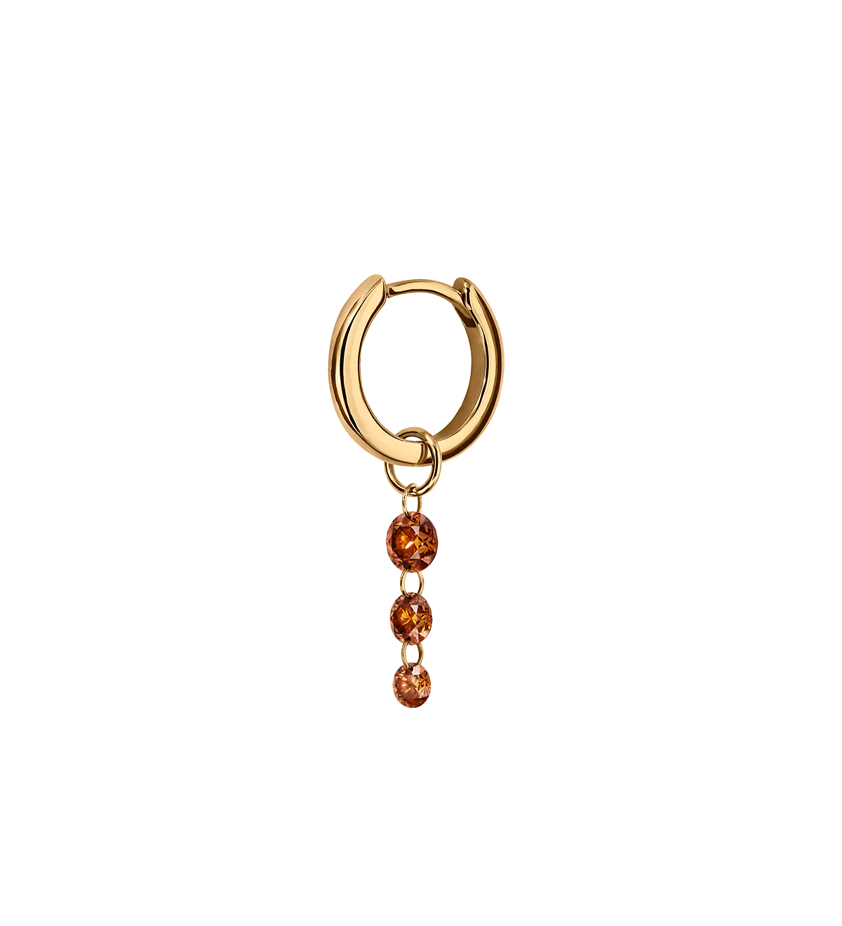 Dorsey - 14K GRADUATED FLOATING HUGGIE EARRING IN COGNAC LAB DIAMOND, 14K YELLOW GOLD