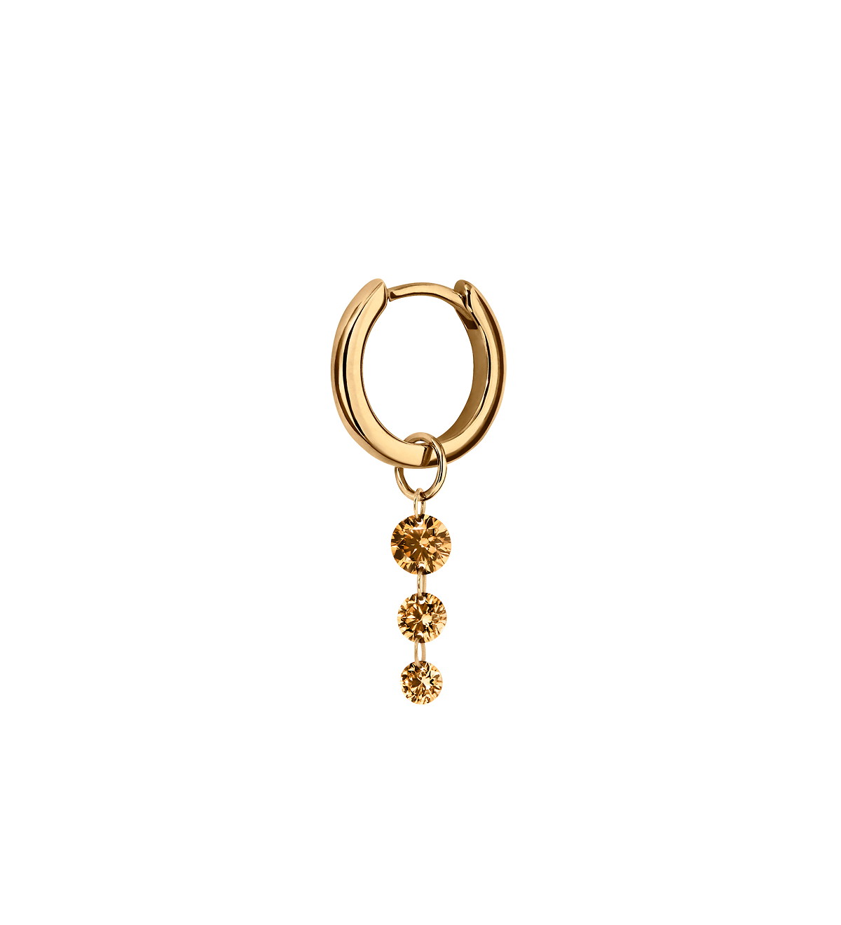 Dorsey - 14K GRADUATED FLOATING HUGGIE EARRING IN CHAMPAGNE LAB DIAMOND, 14K YELLOW GOLD