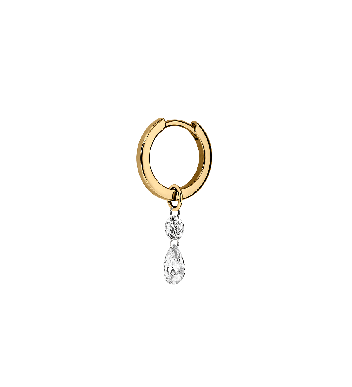 Dorsey - 14K FLOATING ROUND & PEAR HUGGIE EARRING IN LAB DIAMOND, 14K YELLOW GOLD